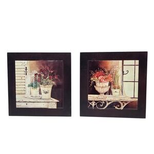 Cypress Home Botanical Ceramic Tile Wall Art Wooden Frame 8x8 Decorative Plaques